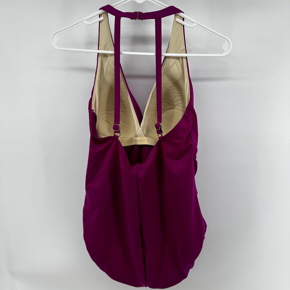 Miraclesuit Wrapsody One Piece Swimwear Bikini V Neck Padded Framboise Purple 12 - Picture 7 of 7